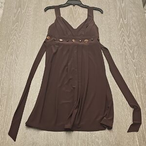 Bisou Bisou Brown Dress with Embellishments